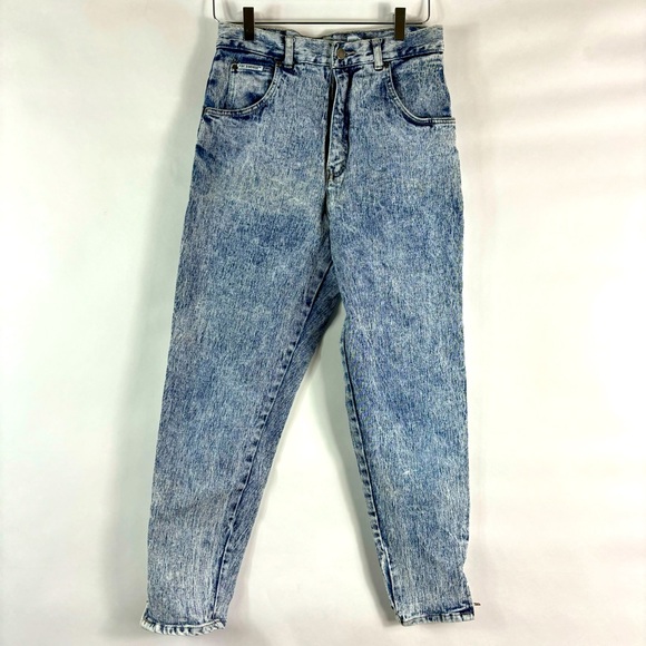 Vintage 80s zipper ankle jesns 8 high rise acid wash 27 stretch Pure Jeanswear - Picture 1 of 11